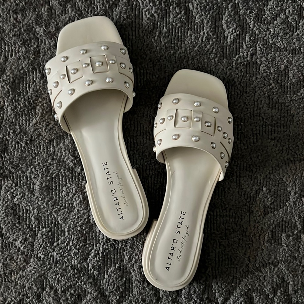 Altar’d state pearl bridal sandals